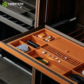Soft-Close Double Damper Pull-Out Jewelry Drawer Tray Leather Organizer with Aluminum Frame