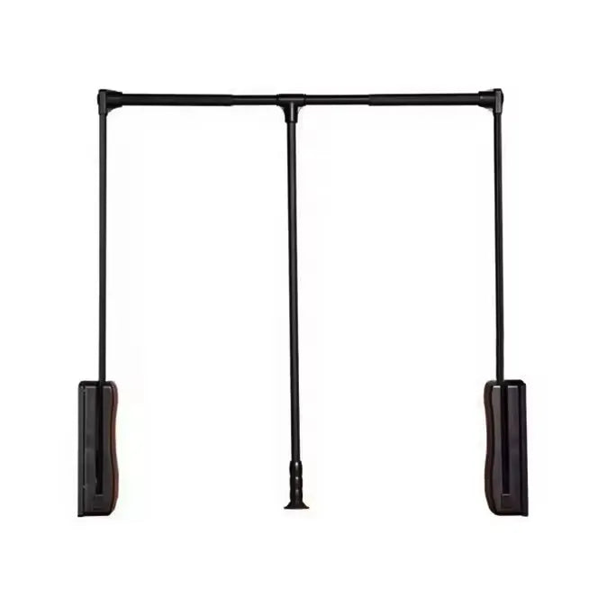 Soft-Close Hydraulic Wardrobe Cloth Lifter Hanger Aluminum Wall-Mount 15kg Black