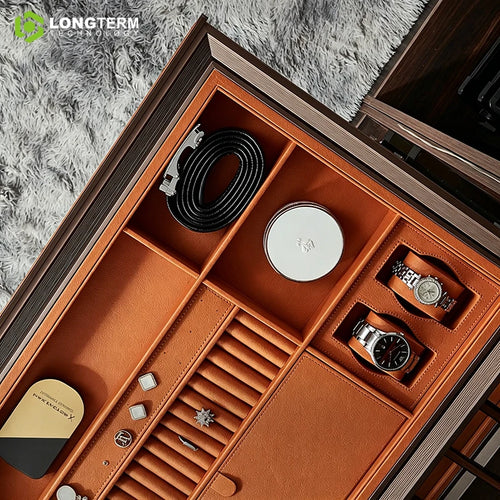 Soft-Close Double Damper Pull-Out Jewelry Drawer Tray Leather Organizer with Aluminum Frame